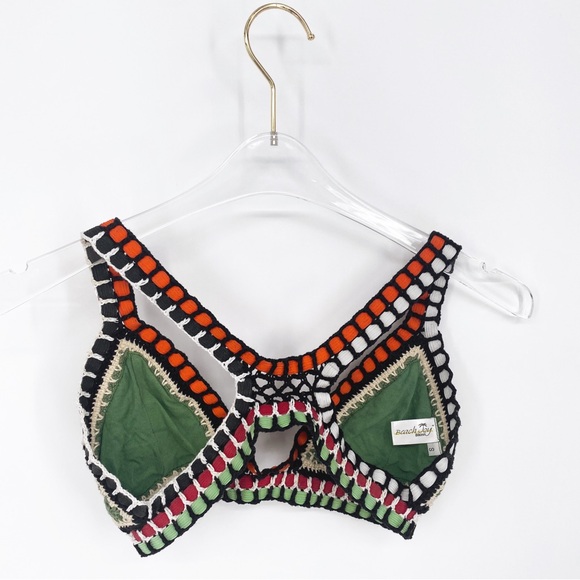 BEACH JOY | Boho Crochet Triangle Bikini Top Swimsuit in Green | S - Picture 5 of 8